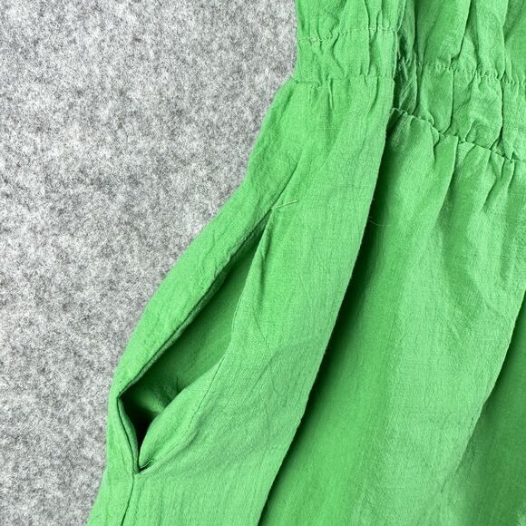 Hausen Mini Romper Womens Large Smocked Puff Sleeve Cottage Boho Pockets Stretch - Picture 6 of 16